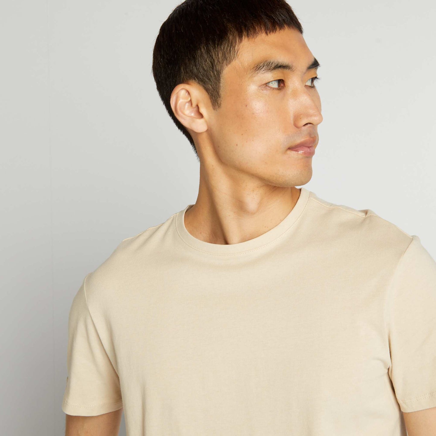 T-shirt droit en jersey uni beige