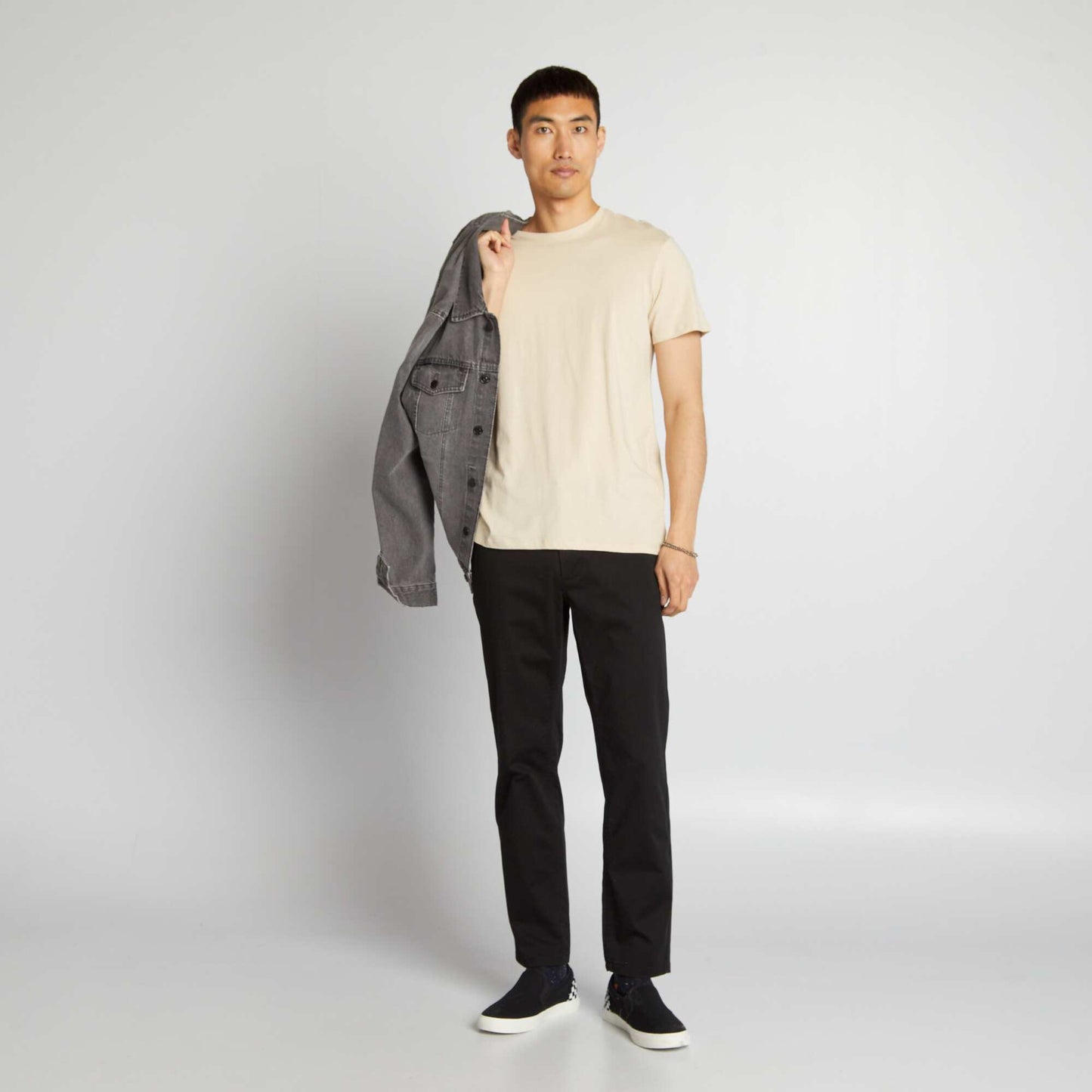 T-shirt droit en jersey uni beige