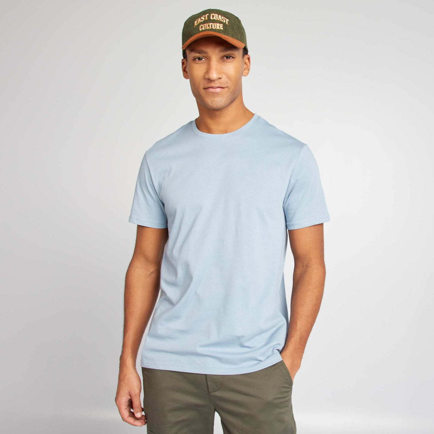 T-shirt droit en jersey uni BLEU