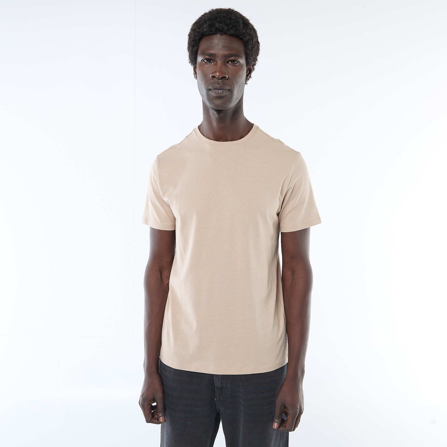 T-shirt droit en jersey uni BEIGE