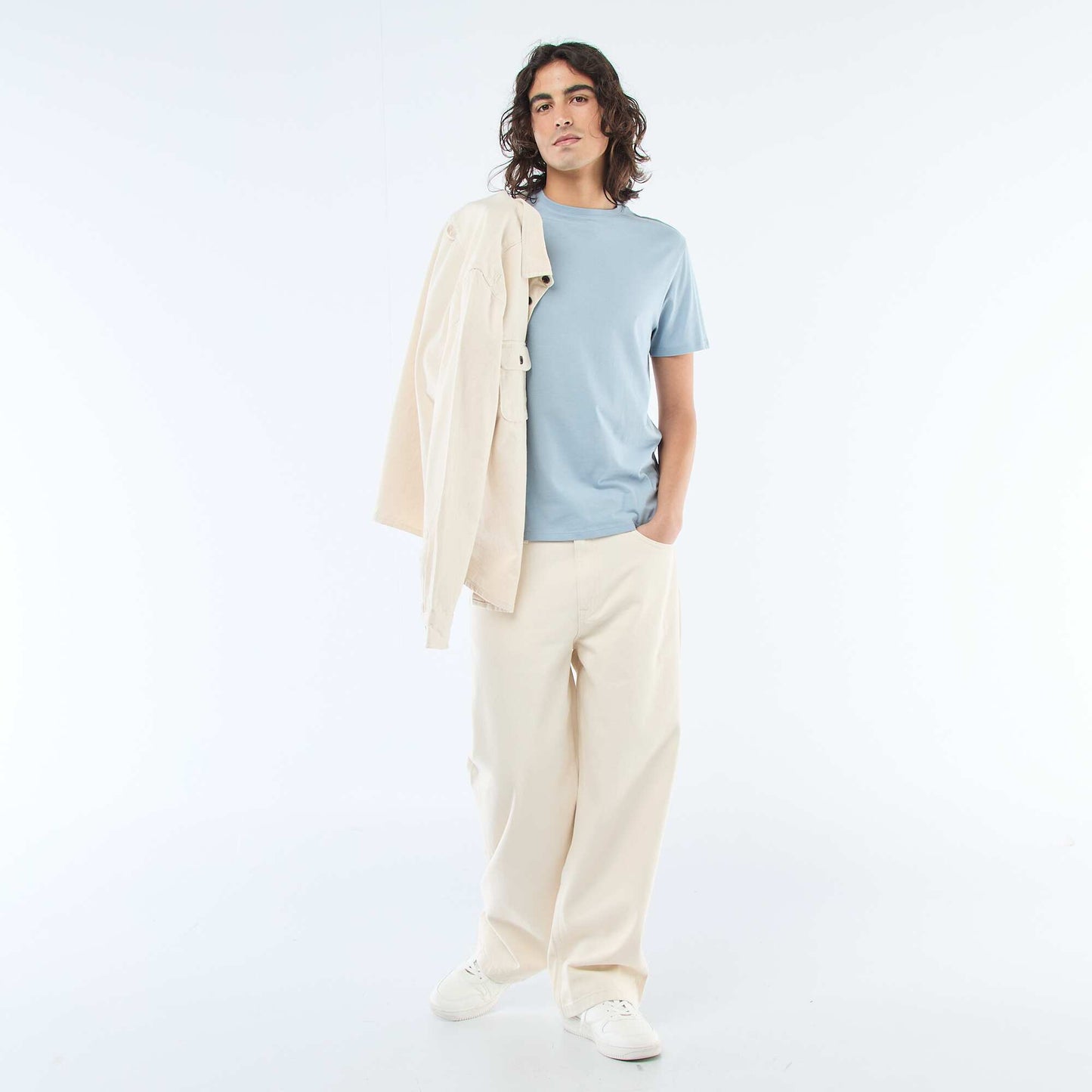 T-shirt droit en jersey uni BLEU