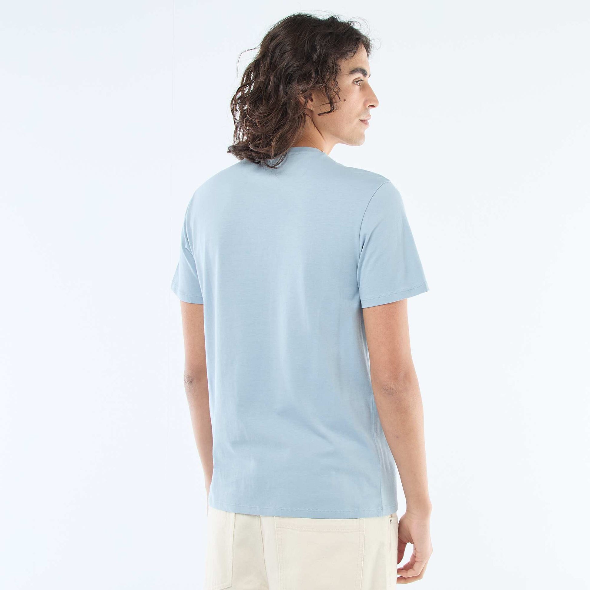 T-shirt droit en jersey uni BLEU