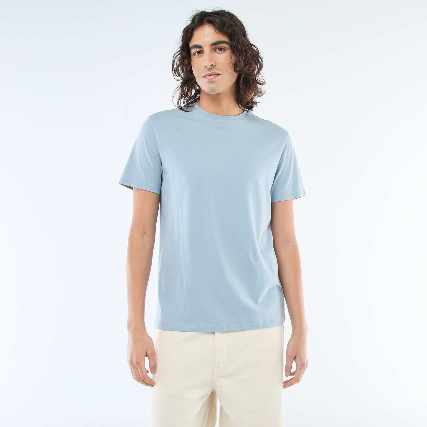 T-shirt droit en jersey uni BLEU