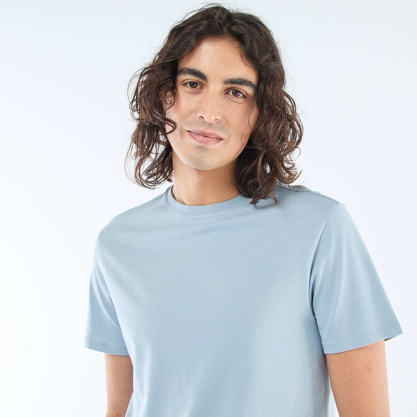 T-shirt droit en jersey uni BLEU