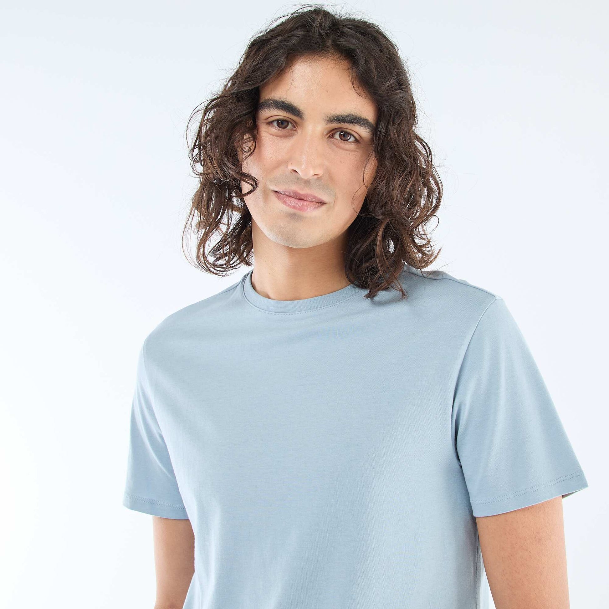 T-shirt droit en jersey uni BLEU
