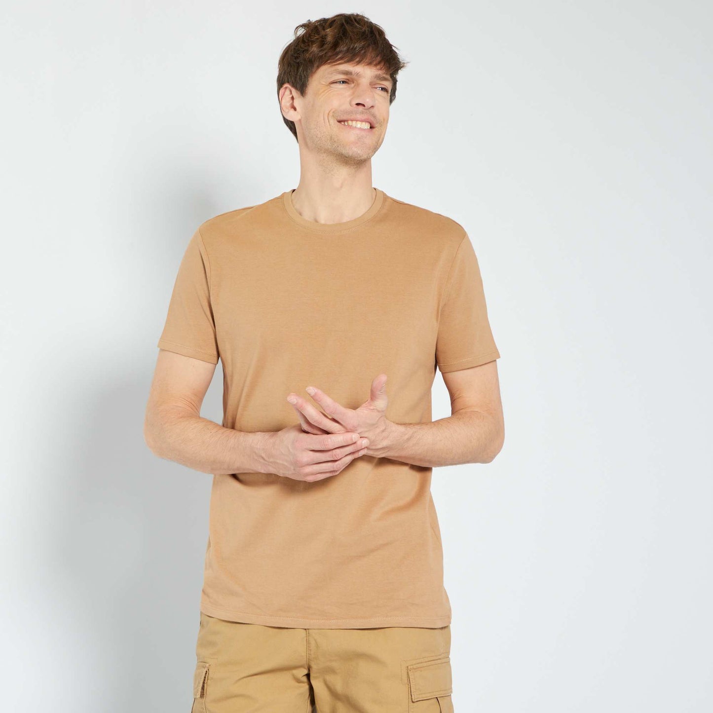 T-shirt droit en jersey uni Beige marron