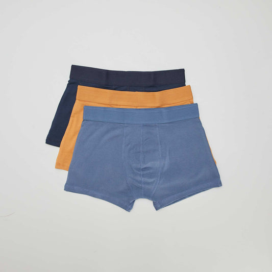 Lot de 3 boxers unis Bleu/Camel