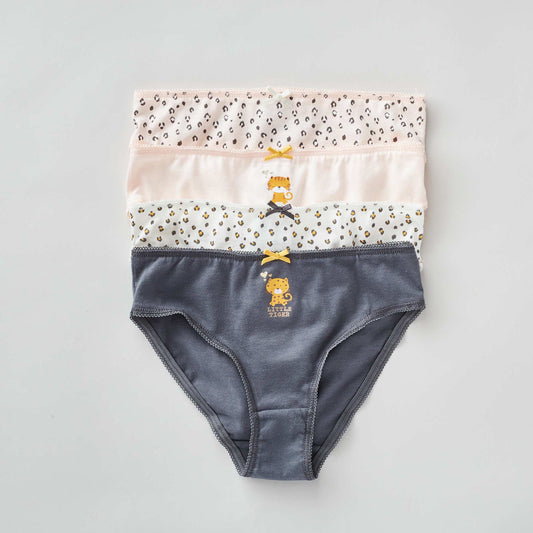 Culottes en jersey avec nœud fantaisie - Lot de 4 Gris/rose/noir