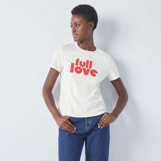 T-shirt en jersey imprimé Blanc'full love'