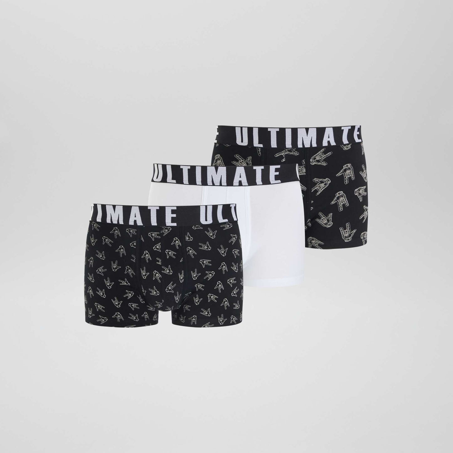 Lot de 3 boxers fantaisie Noir/blanc