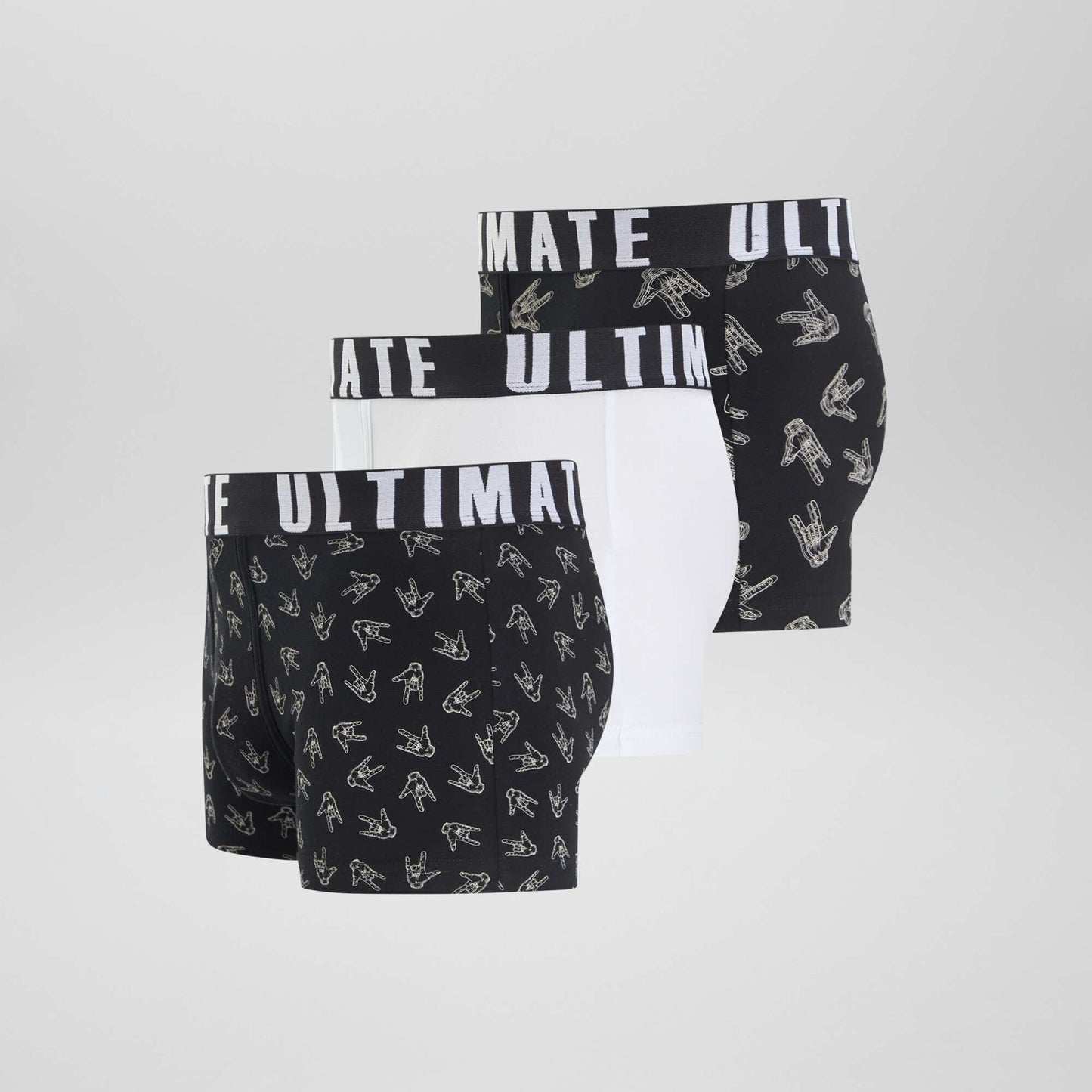 Lot de 3 boxers fantaisie Noir/blanc