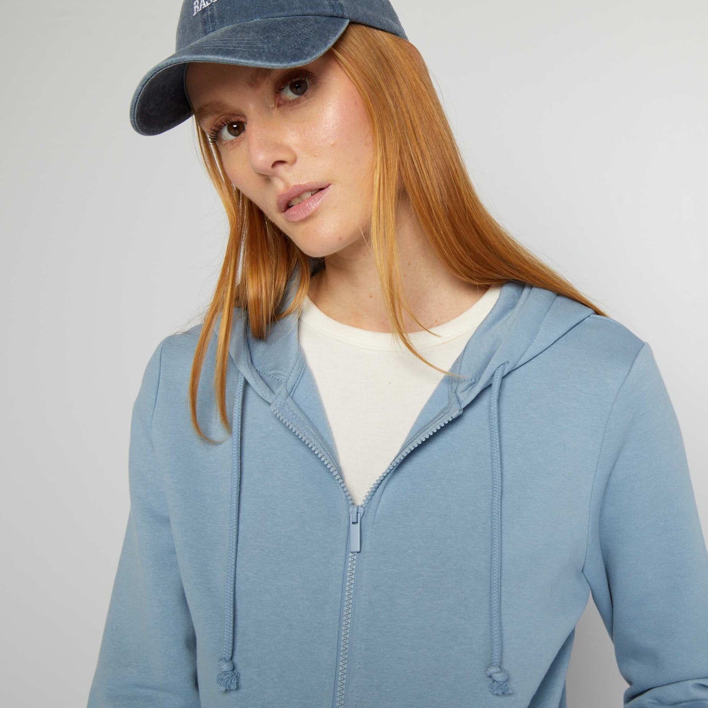 Sweat zippé à capuche Bleu