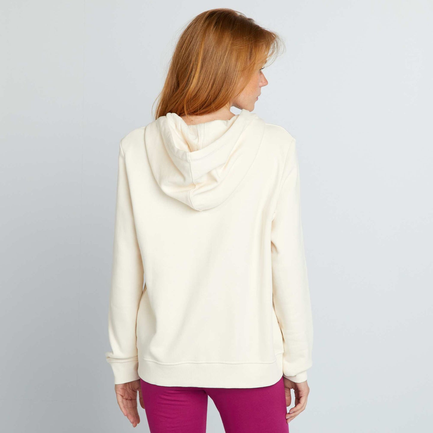 Sweat zippé à capuche Blanc crème