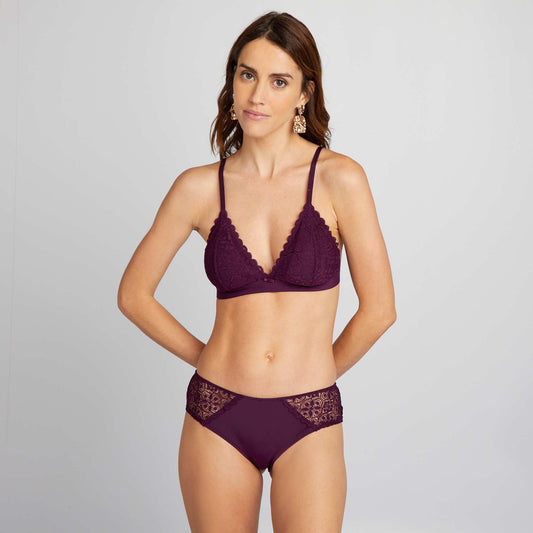 Shorty micro et dentelle Violet