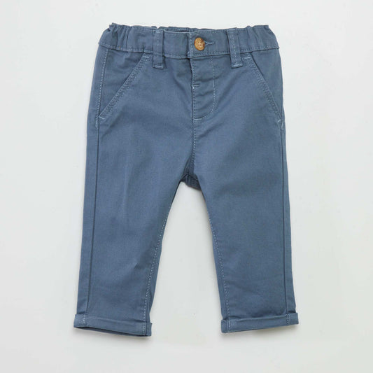 Pantalon chino uni Bleu gris