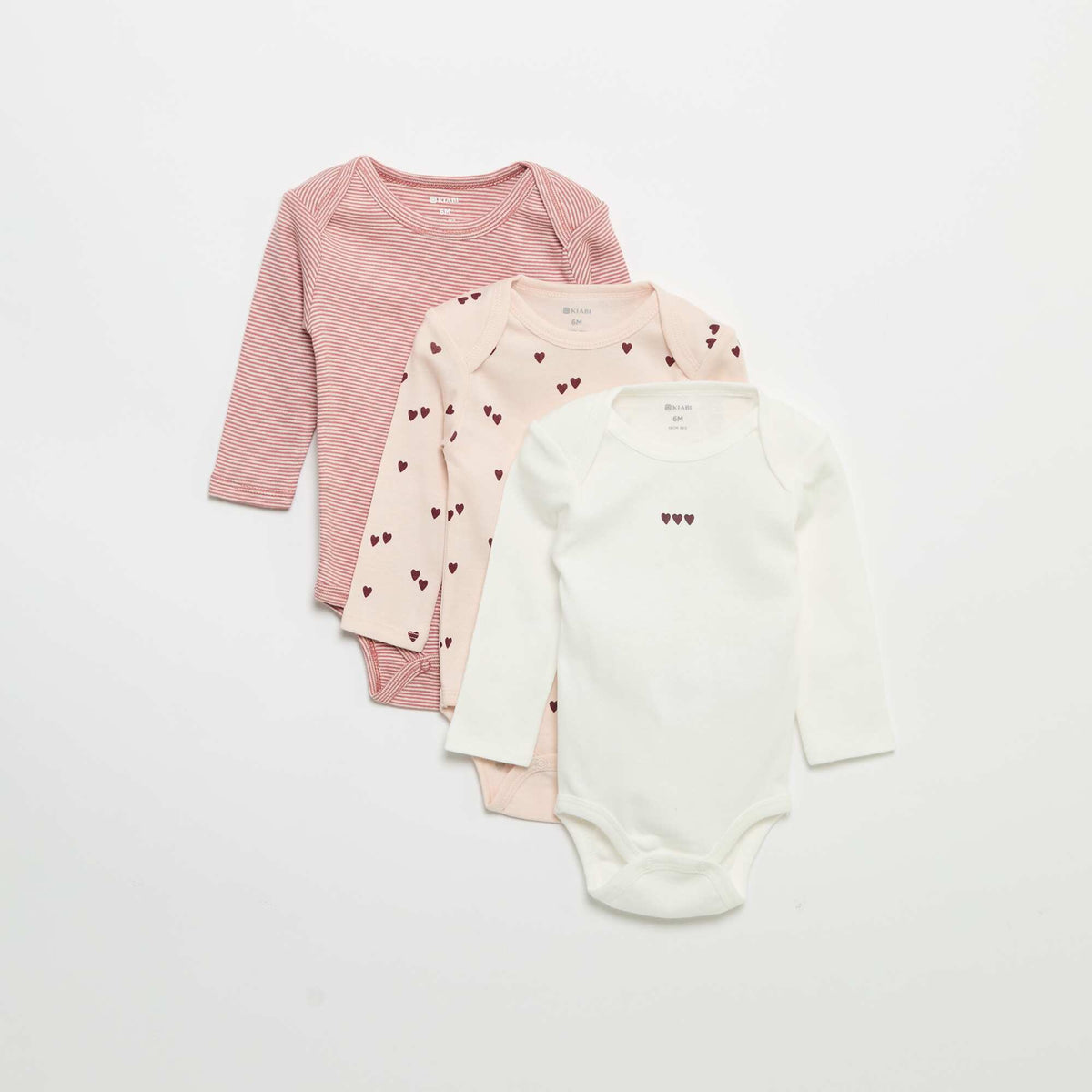 Lot de 3 bodies manches longues ROSE