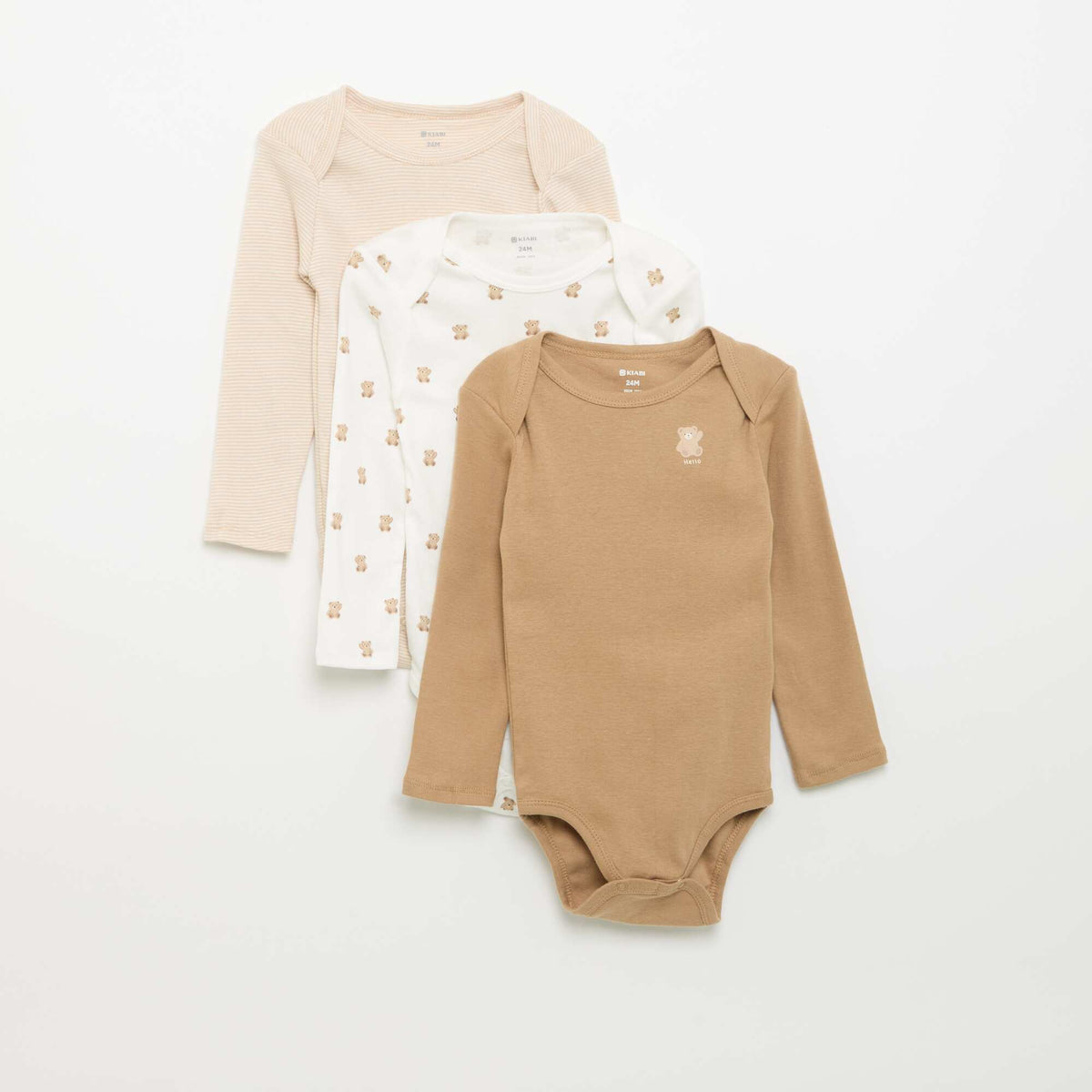 Lot de 3 bodies manches longues MARRON