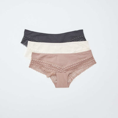 Lot de 3 shorty avec dentelle ROSE