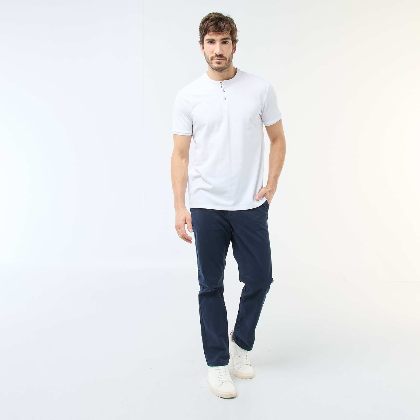 Pantalon chino regular - L32 BLEU MARINE
