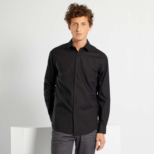 Chemise droite unie noir