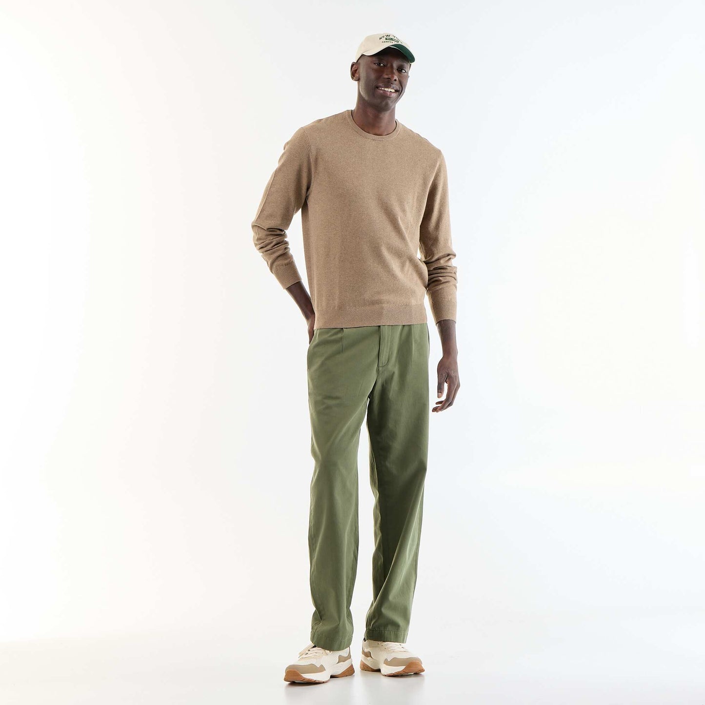 Pull uni à col rond BEIGE