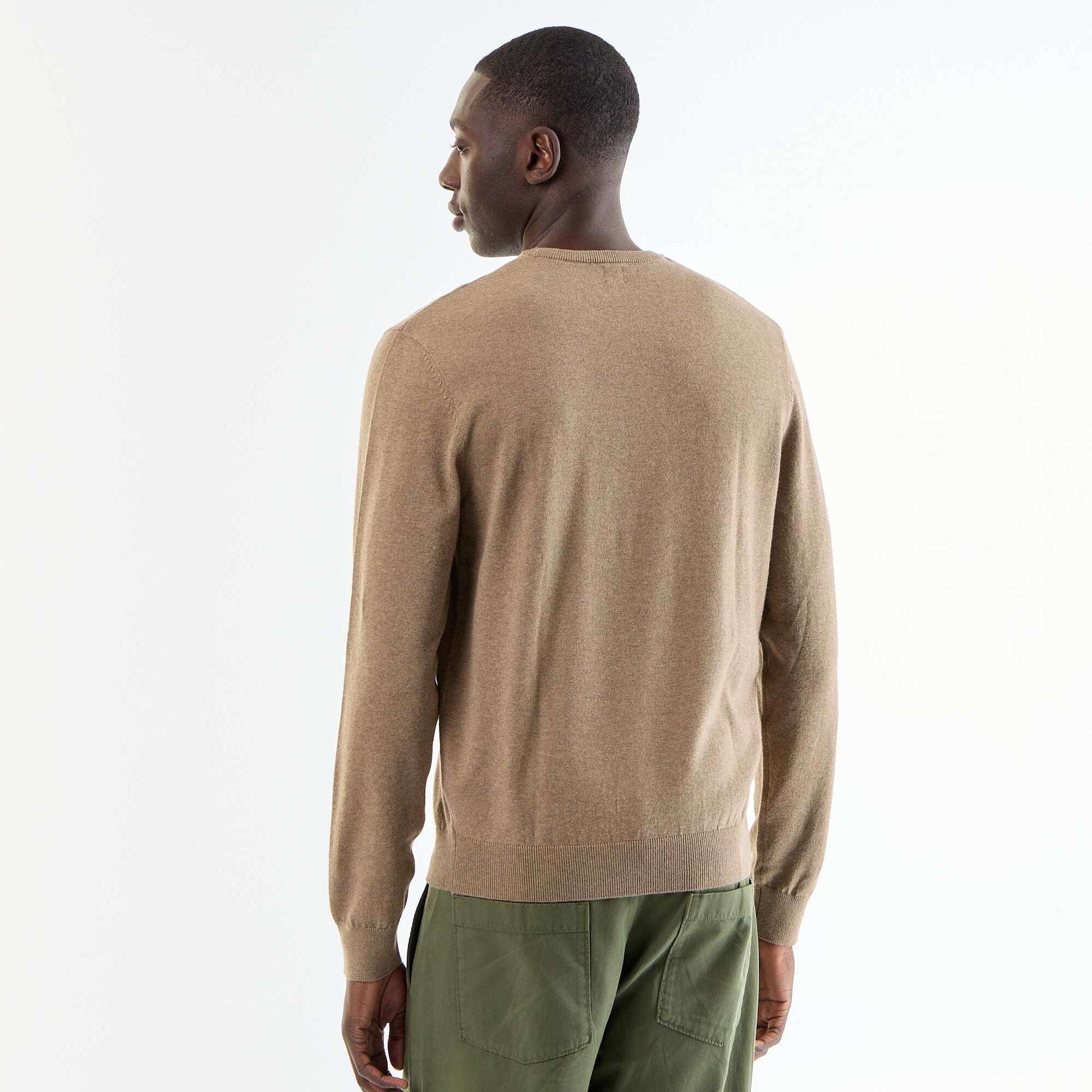 Pull uni à col rond BEIGE