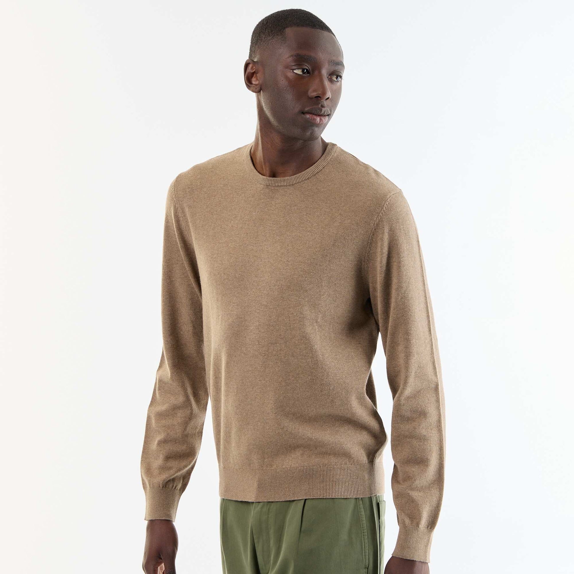 Pull uni à col rond BEIGE