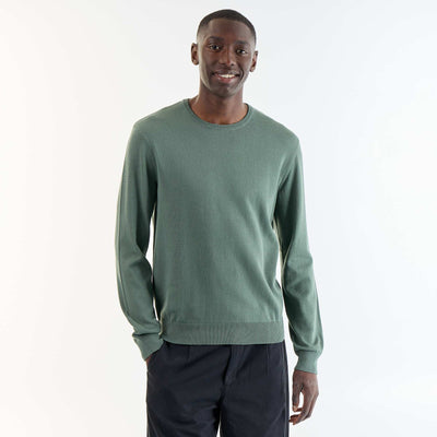 Pull uni à col rond VERT