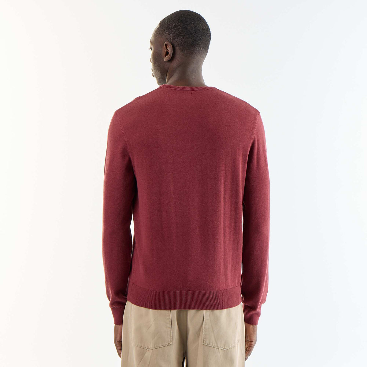 Pull uni à col rond ROUGE
