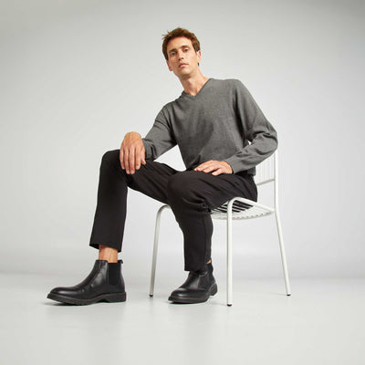 Pull basique en maille unie Gris foncé