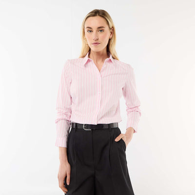 Chemise fittée col italien ROSE