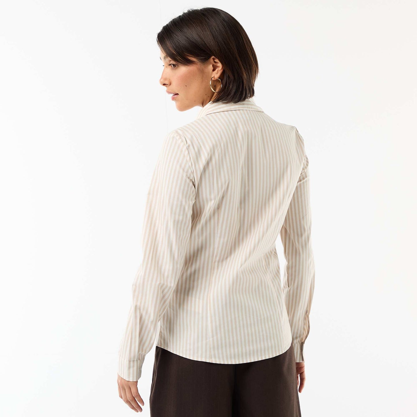 Chemise fittée col italien BEIGE