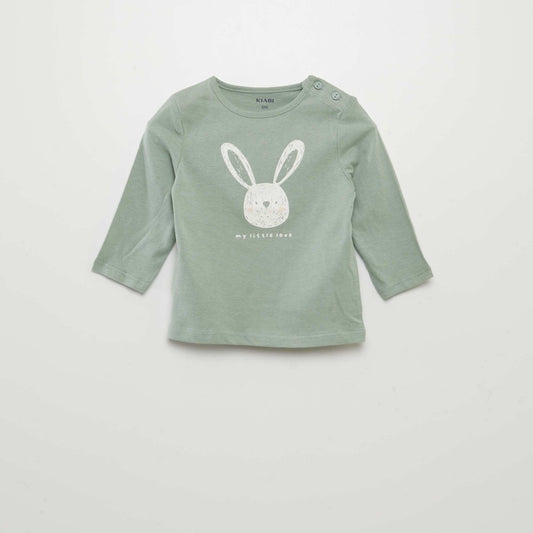 T-shirt manches longues imprimé Vert