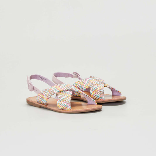 Sandales plates avec brides croisées Multicolore