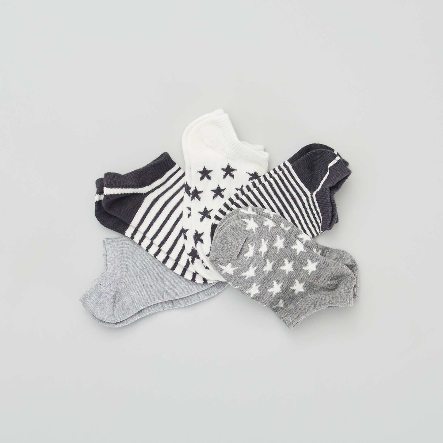 Chaussettes invisibles - Lot de 5 Gris/blanc/noir