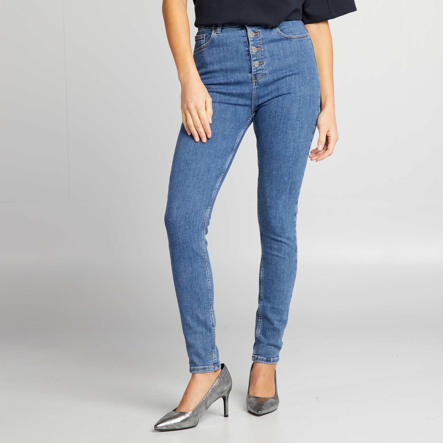 Jean skinny taille haute Bleu