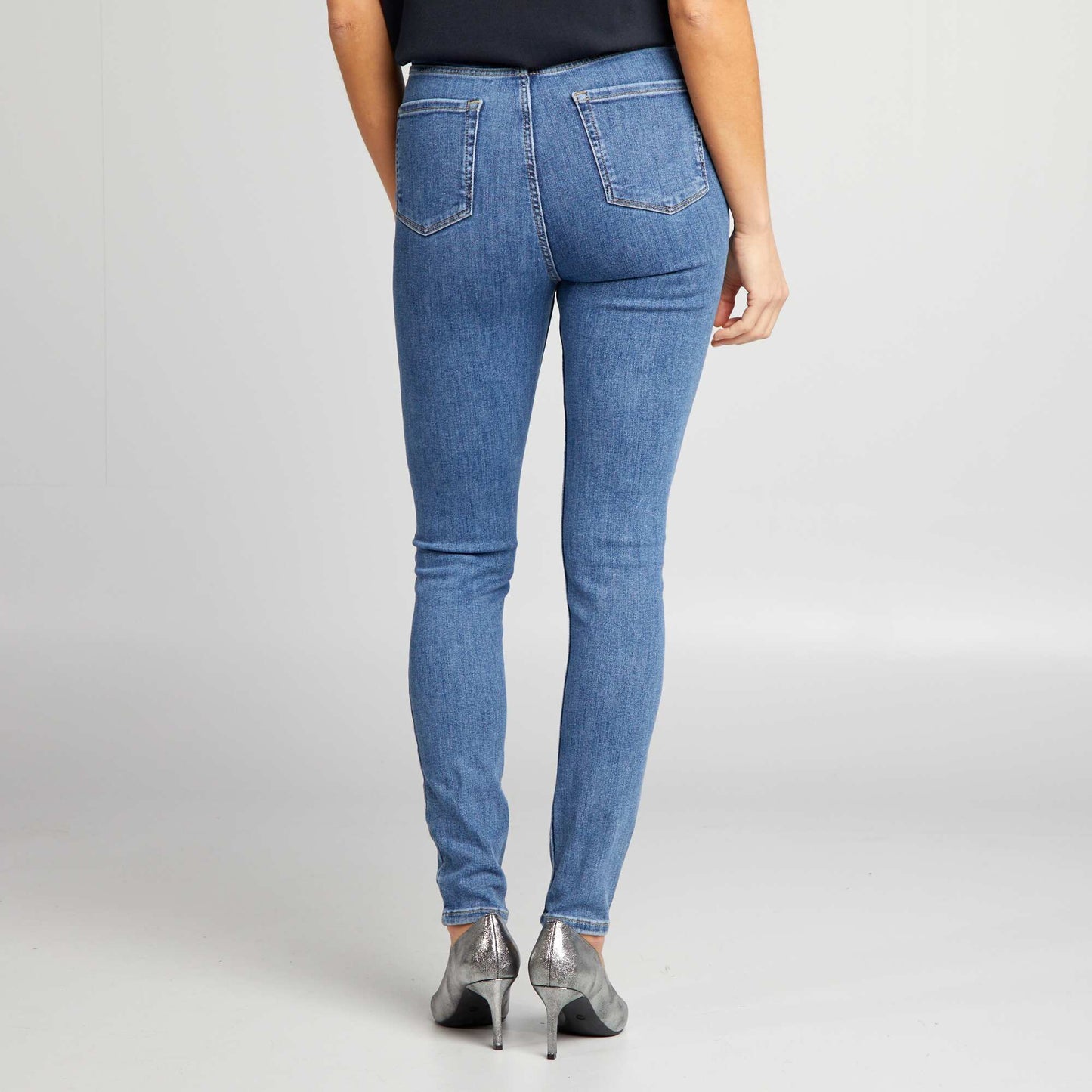 Jean skinny taille haute Bleu