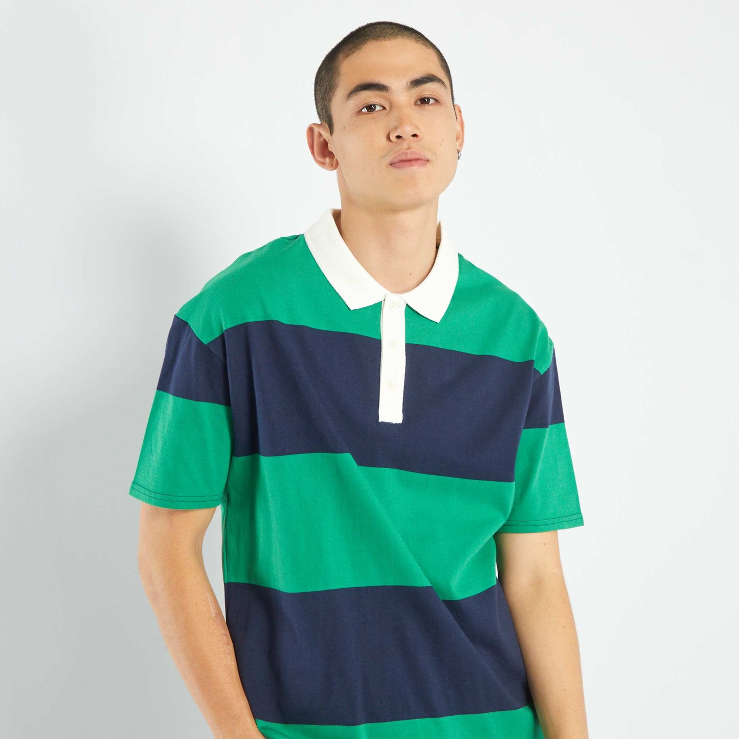 Polo à rayures en jersey Vert/bleu