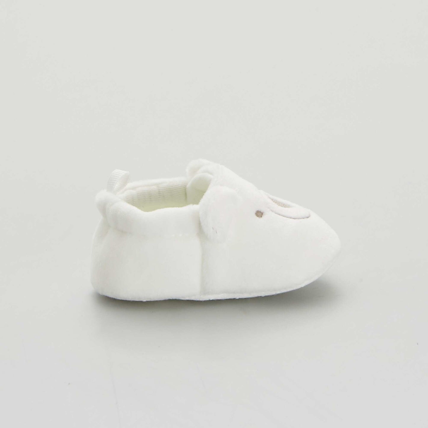 Chaussons bébé en velours blanc