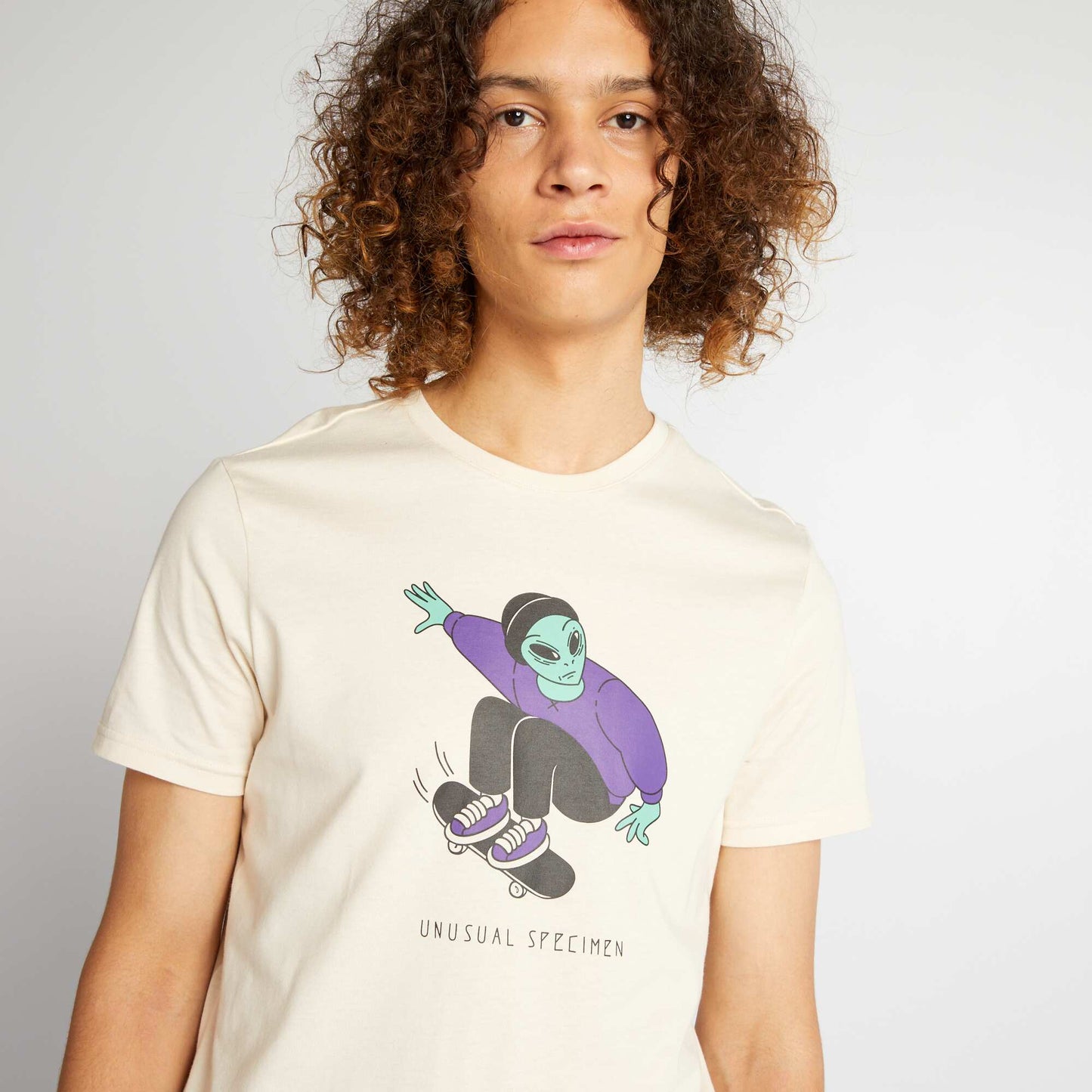 Tee-shirt en jersey avec imprimé Beige