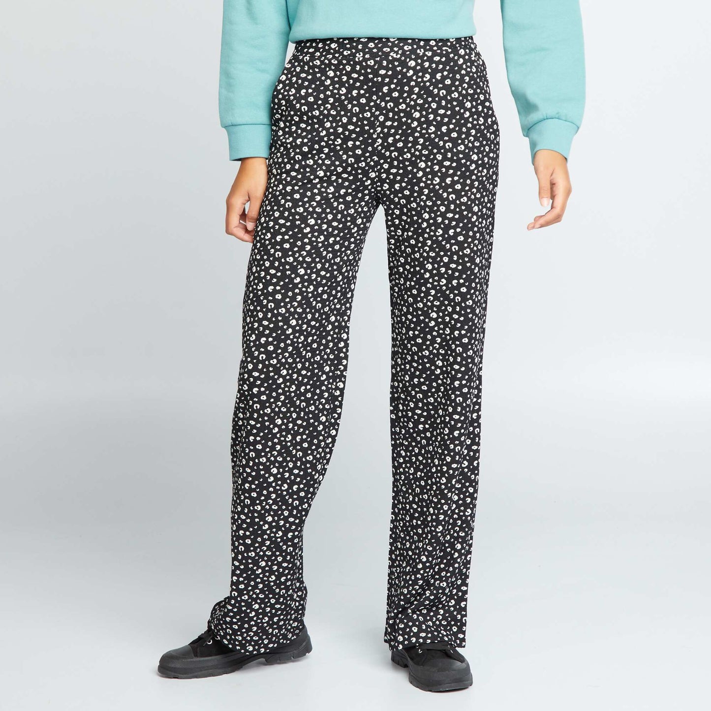 Pantalon large imprimé tacheté Noir tacheté