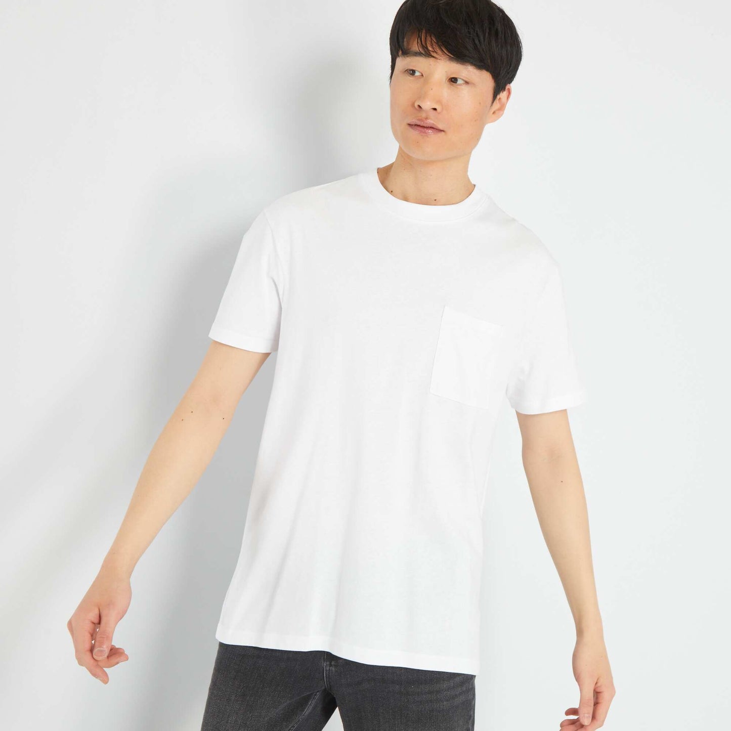 T-shirt large en jersey avec poche blanc