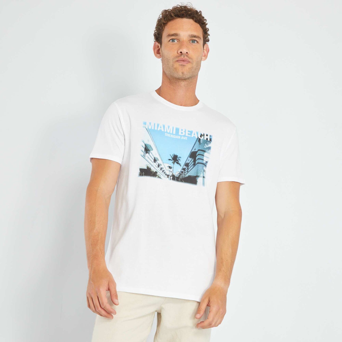 T-shirt en jersey avec print Blanc 'Miami'