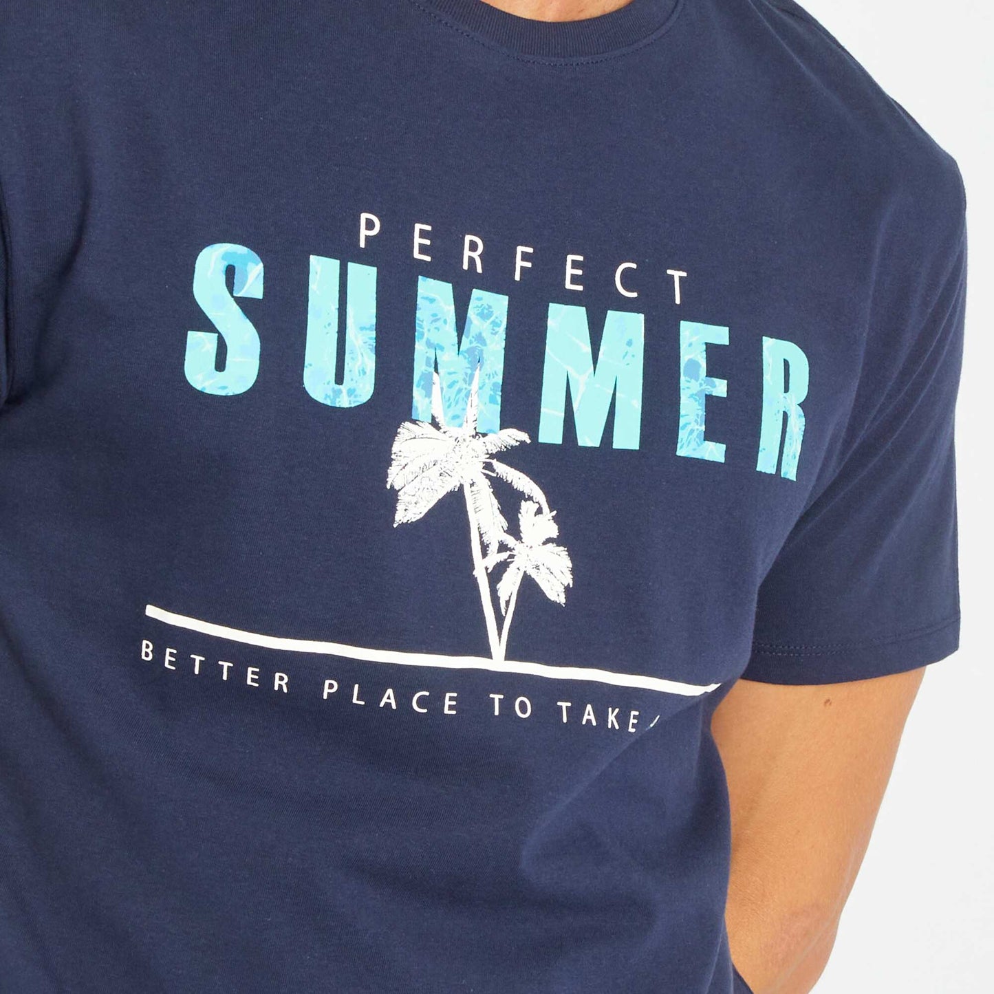 T-shirt en jersey avec print Bleu marine 'perfect summer'