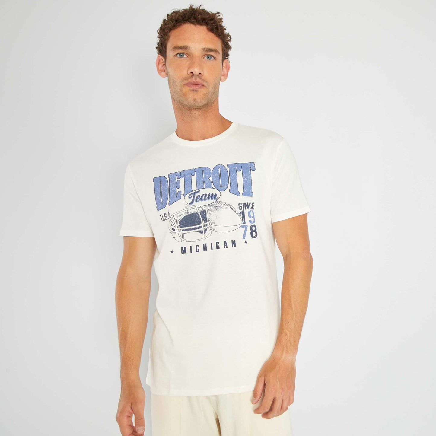 T-shirt en jersey avec print Blanc 'Detroit