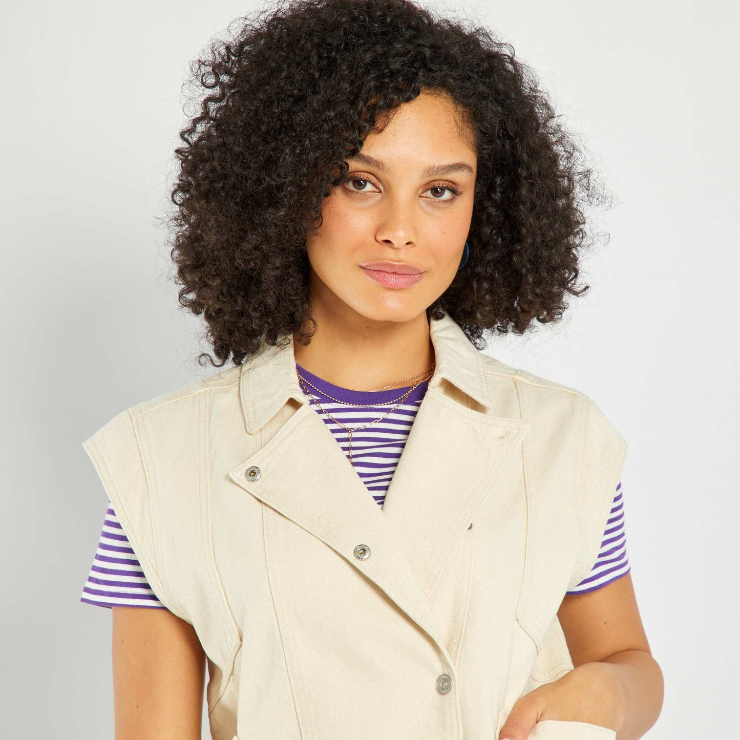 Veste sans manches en jean Beige
