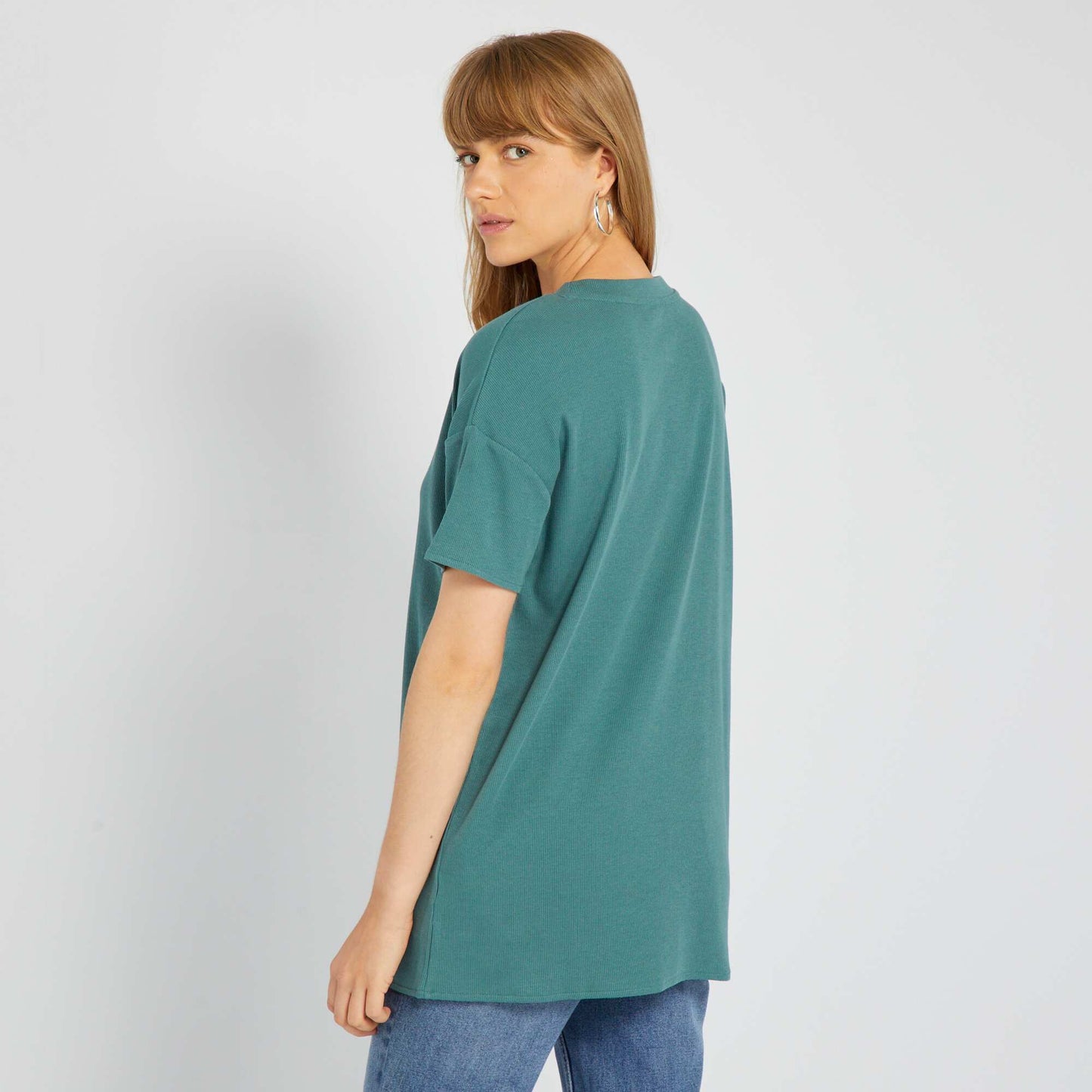 T-shirt long côtelé Vert