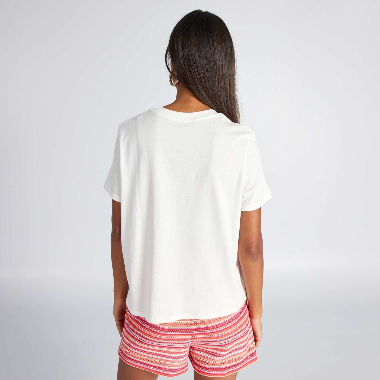 T-shirt à manches courtes avec poche en maille crochet Blanc