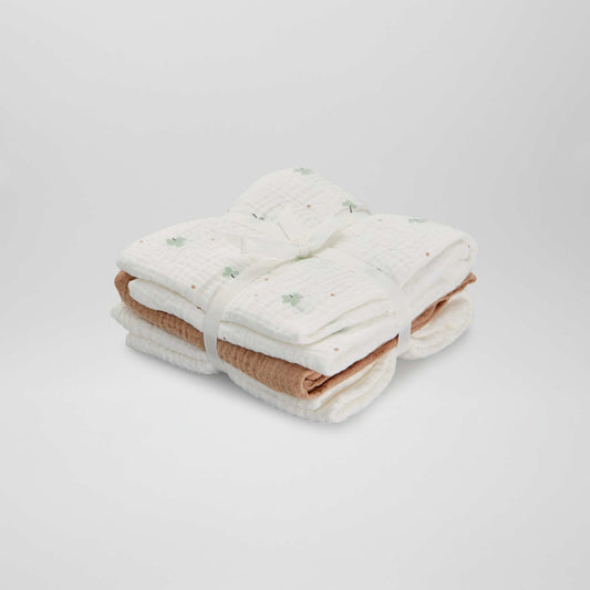 Lot de 3 langes en gaze de coton Blanc