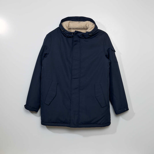 Parka à capuche doublée sherpa Bleu